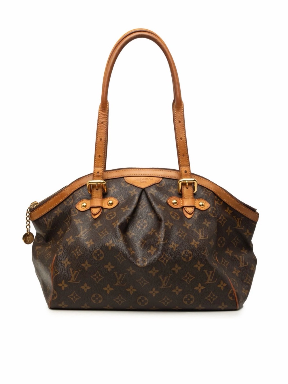 Louis Vuitton Monogram Canvas Shoulder Bag with Tan Leather Trim